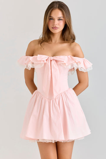 Pink Off-Shoulder Corset Dress
