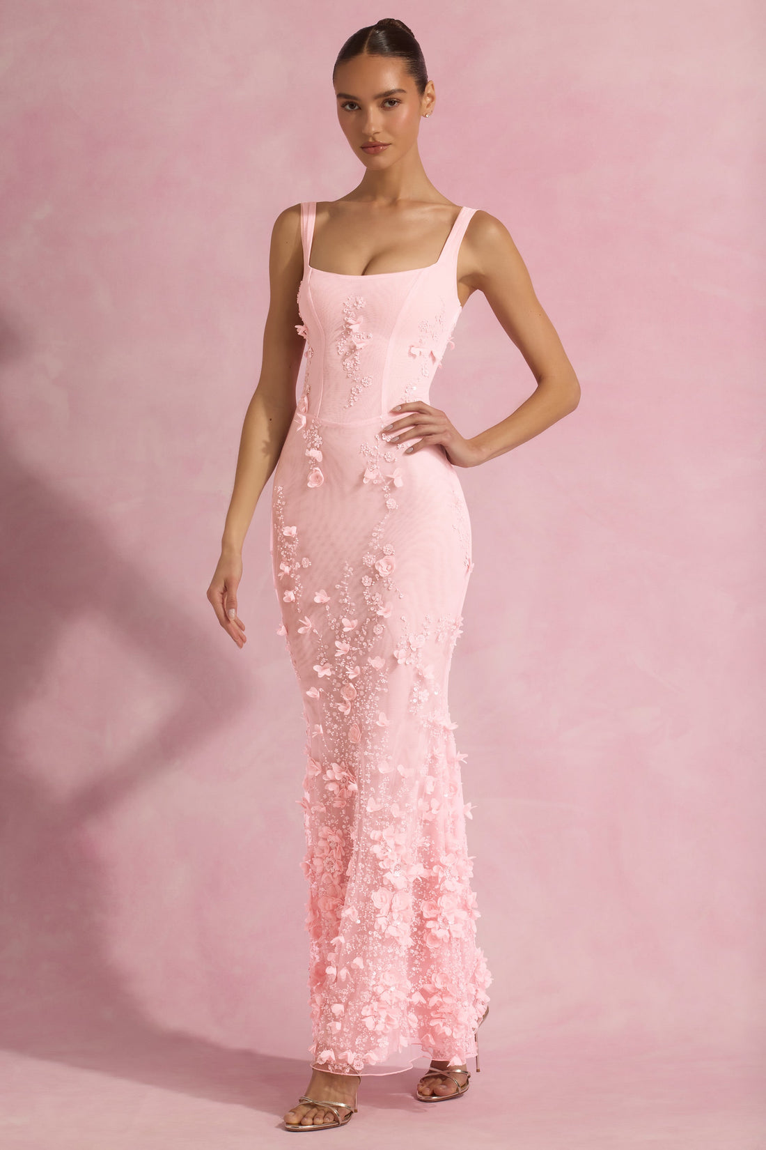 Pink Embellished Gown Dress